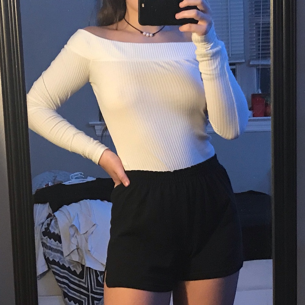 Hollister White Off the Shoulder Bodysuit